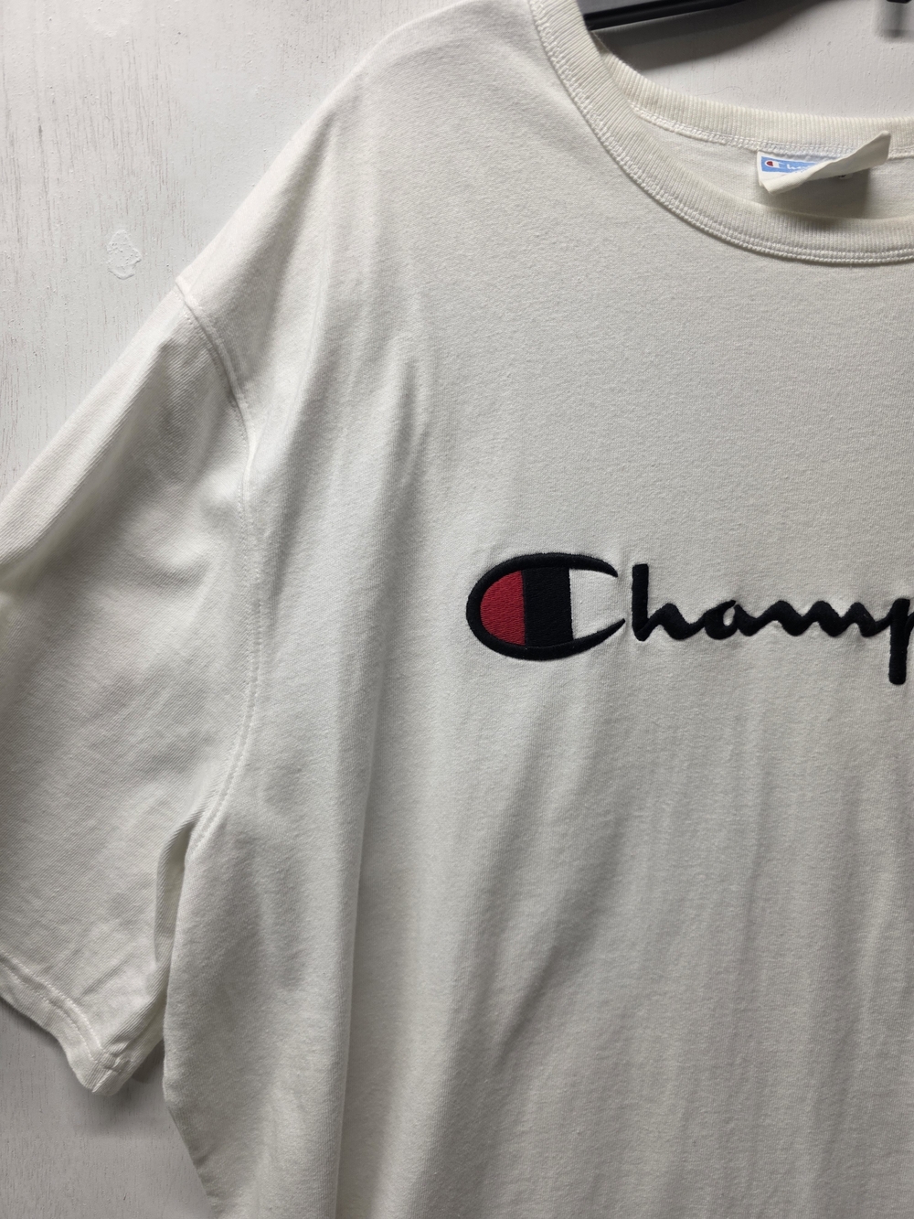 Vintage Y2K Champion T Shirt Mens 2XL White Embroidered Script Logo Spellout XXL - Picture 3 of 10
